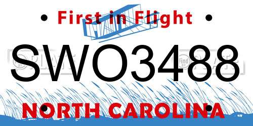 SWO3488 North Carolina License Plate