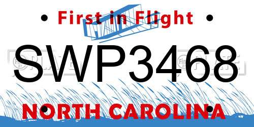 SWP3468 North Carolina License Plate