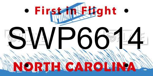 SWP6614 North Carolina License Plate