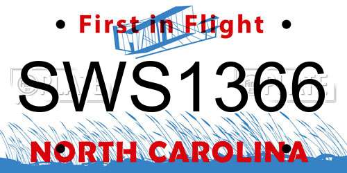 SWS1366 North Carolina License Plate