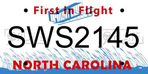SWS2145 North Carolina License Plate