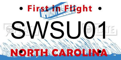 SWSU01 North Carolina License Plate