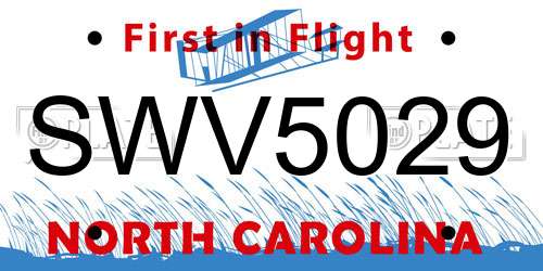 SWV5029 North Carolina License Plate