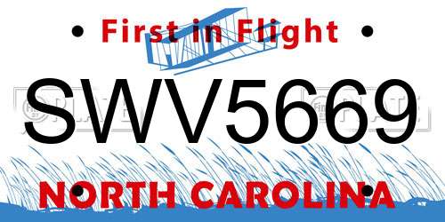 SWV5669 North Carolina License Plate