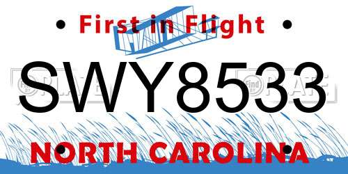 SWY8533 North Carolina License Plate