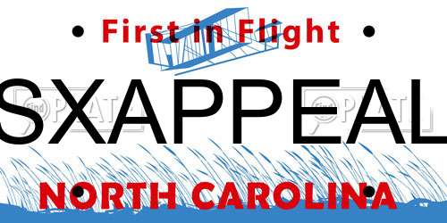SXAPPEAL North Carolina License Plate