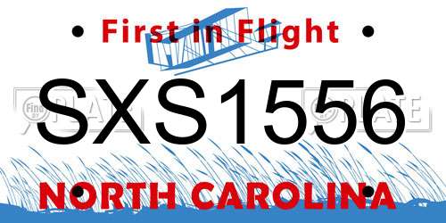 SXS1556 North Carolina License Plate