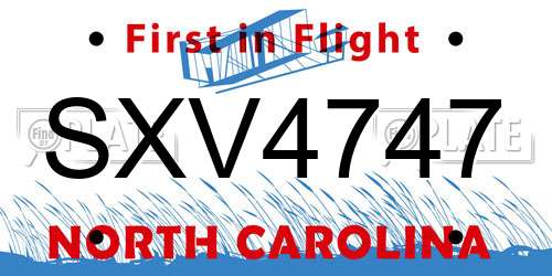 SXV4747 North Carolina License Plate