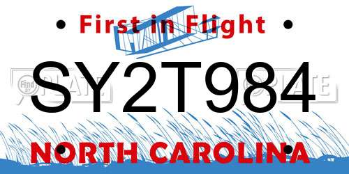 SY2T984 North Carolina License Plate