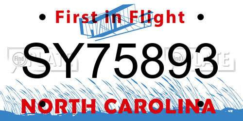 SY75893 North Carolina License Plate