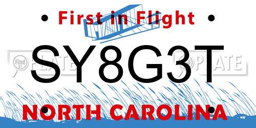 SY8G3T North Carolina License Plate