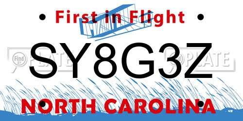 SY8G3Z North Carolina License Plate