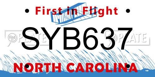 SYB637 North Carolina License Plate