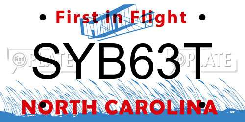 SYB63T North Carolina License Plate