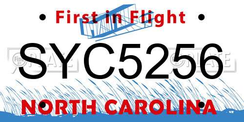 SYC5256 North Carolina License Plate