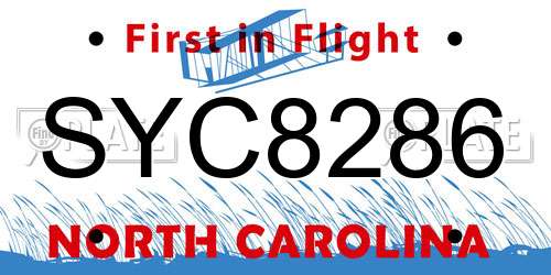 SYC8286 North Carolina License Plate