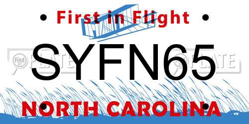SYFN65 North Carolina License Plate