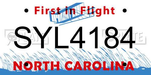 SYL4184 North Carolina License Plate