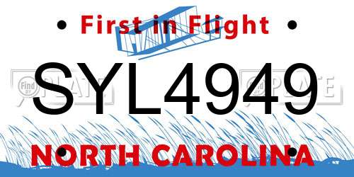 SYL4949 North Carolina License Plate