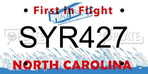 SYR427 North Carolina License Plate