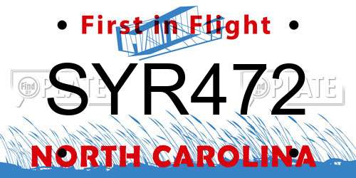 SYR472 North Carolina License Plate