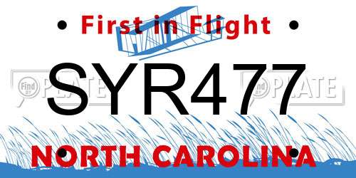 SYR477 North Carolina License Plate