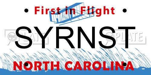 SYRNST North Carolina License Plate