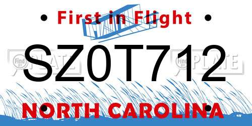 SZ0T712 North Carolina License Plate