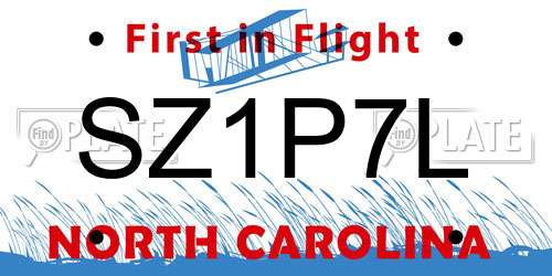 SZ1P7L North Carolina License Plate