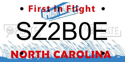 SZ2B0E North Carolina License Plate
