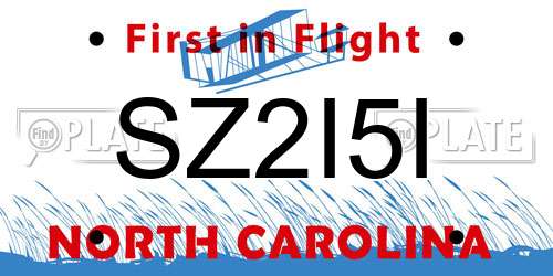 SZ2I5I North Carolina License Plate