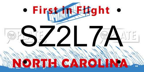 SZ2L7A North Carolina License Plate