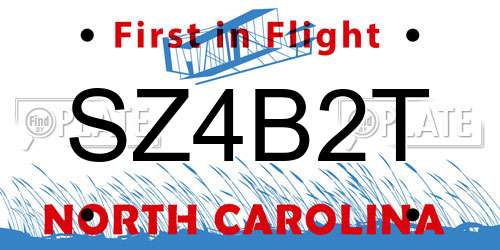 SZ4B2T North Carolina License Plate