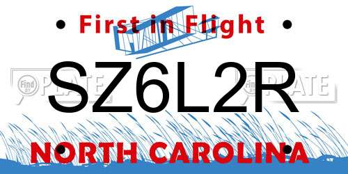SZ6L2R North Carolina License Plate