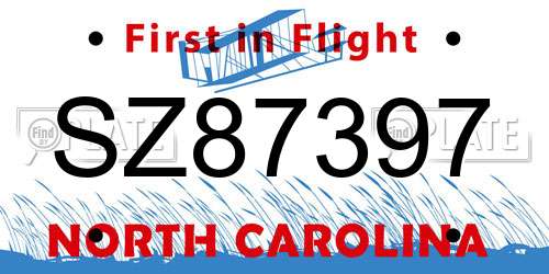 SZ87397 North Carolina License Plate