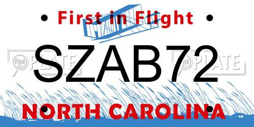 SZAB72 North Carolina License Plate