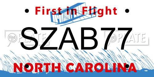 SZAB77 North Carolina License Plate