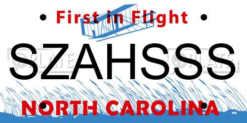 SZAHSSS North Carolina License Plate
