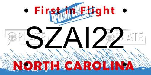 SZAI22 North Carolina License Plate