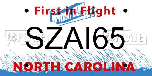 SZAI65 North Carolina License Plate