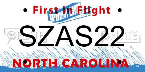 SZAS22 North Carolina License Plate