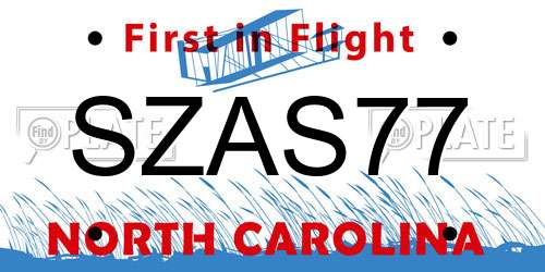 SZAS77 North Carolina License Plate