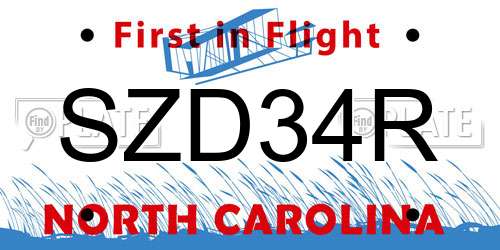 SZD34R North Carolina License Plate