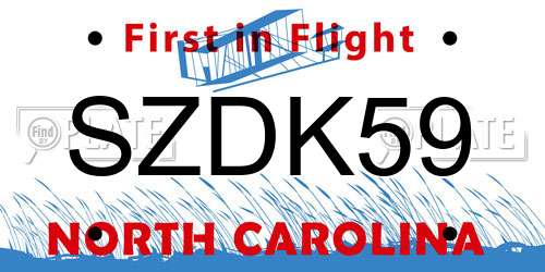 SZDK59 North Carolina License Plate
