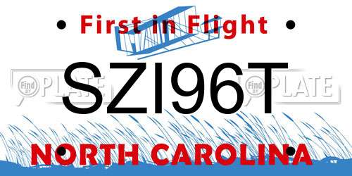 SZI96T North Carolina License Plate