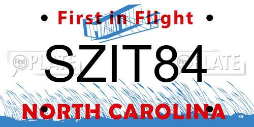 SZIT84 North Carolina License Plate