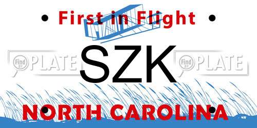 SZK North Carolina License Plate