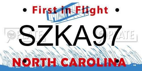 SZKA97 North Carolina License Plate