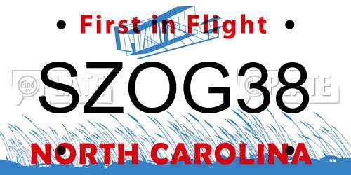 SZOG38 North Carolina License Plate