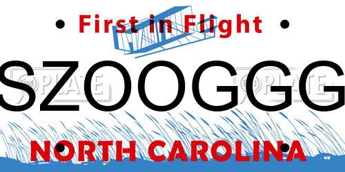 SZOOGGG North Carolina License Plate